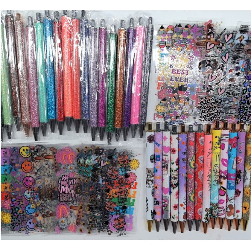 Wholesale Random Stickers 20/50/100pcs UV DTF Wraps & Cartoon Random Styles Pen Stickers for Crafts